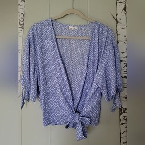 GAP Blue Floral Wrap Blouse